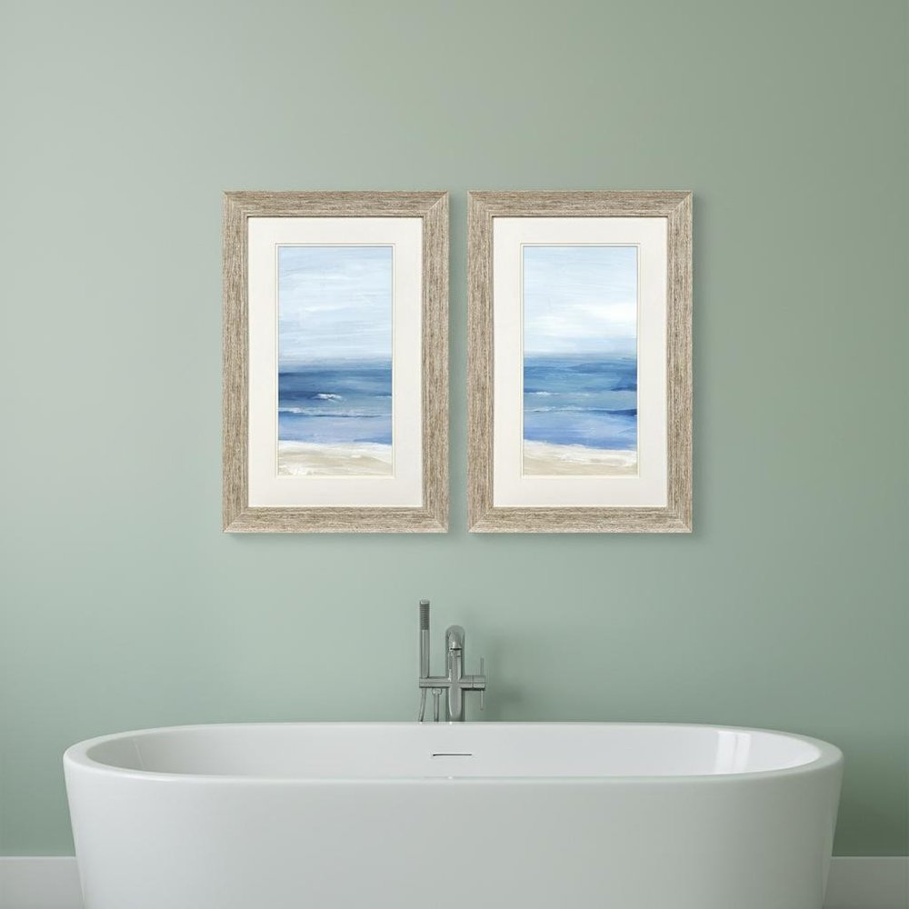 Set Of Two Beach Landscape Distressed White Framed Wall Art HomeRoots