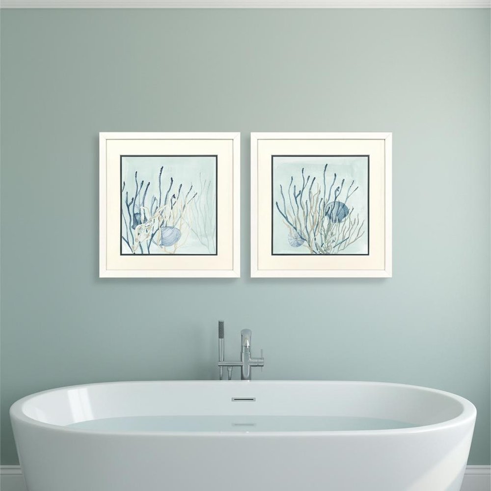 Set Of Two Under the Sea Coral White Framed Wall Art HomeRoots