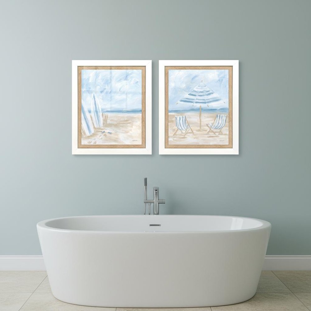 Set Of Two Beaching It White Framed Wall Art HomeRoots