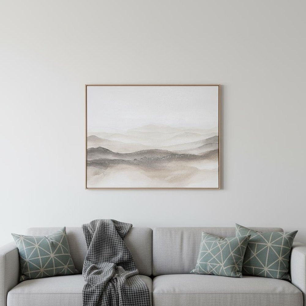 Over the Hills Hand Painted Brown Floater Frame Wall Art HomeRoots