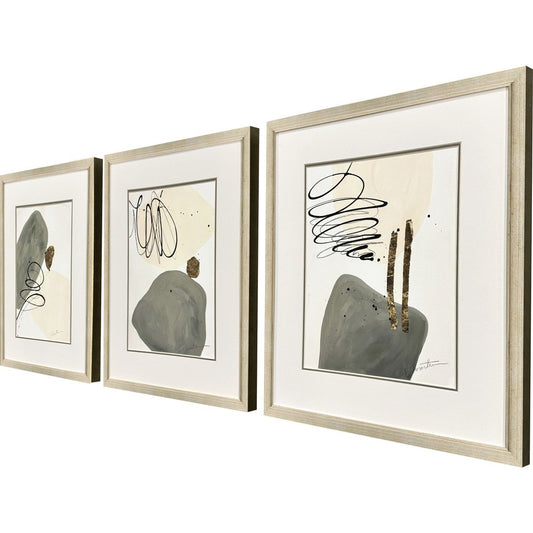 Set Of Three Rock Garden Gold Framed Wall Art HomeRoots