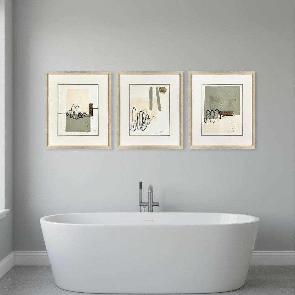 Set Of Three Private Property Gold Framed Wall Art HomeRoots