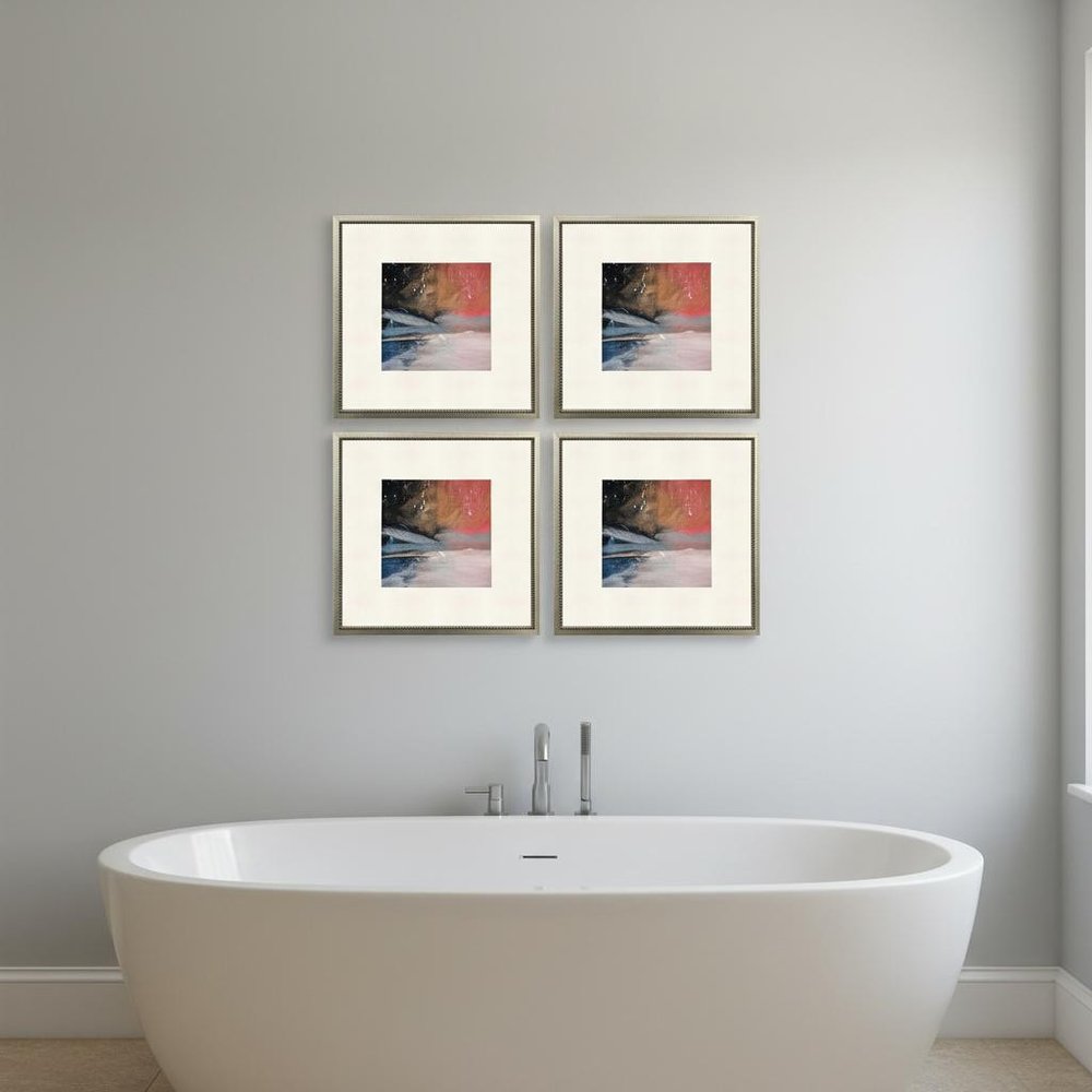 Set Of Four Composition in Copper Silver Framed Wall Art HomeRoots