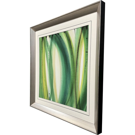 Modern Abstract Green Leaves Silver Framed Wall Art HomeRoots