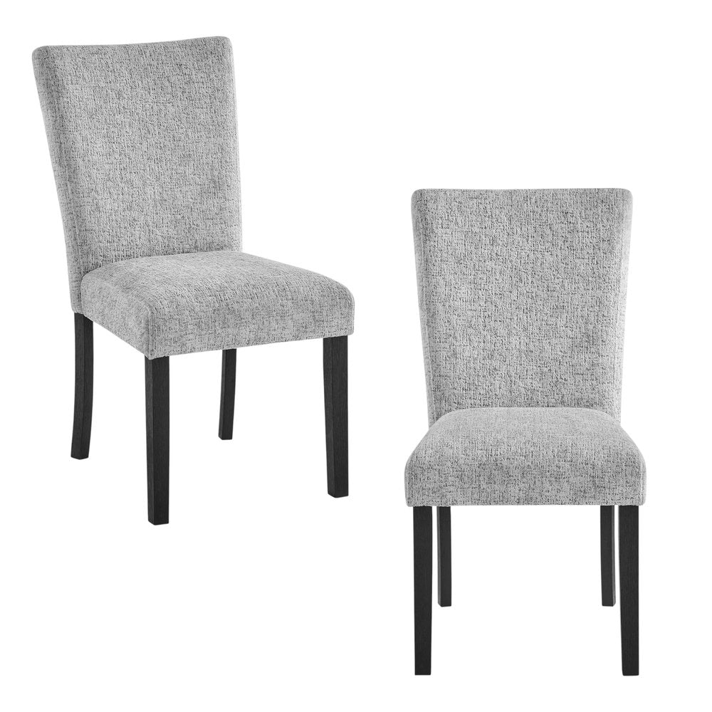 Set of Two Light Gray and Black Upholstered Fabric And Wood Dining Side Chairs HomeRoots