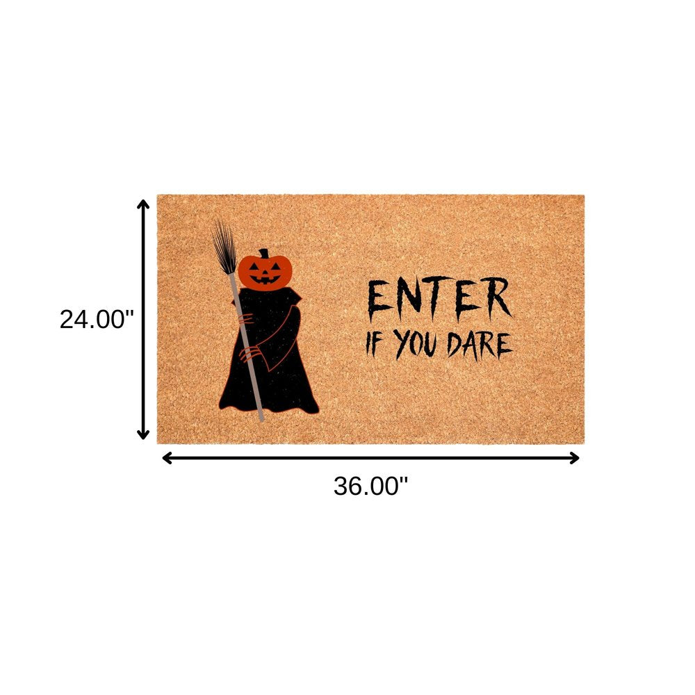 17" X 29" Natural And Brown Halloween Halloween Outdoor Coir Door Mat HomeRoots