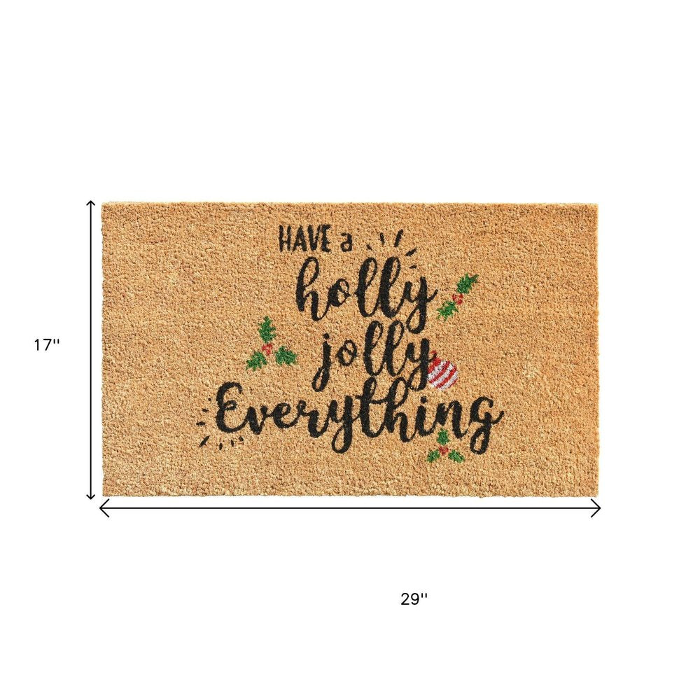 17" X 29" Brown Black And Green Christmas Outdoor Coir Door Mat HomeRoots