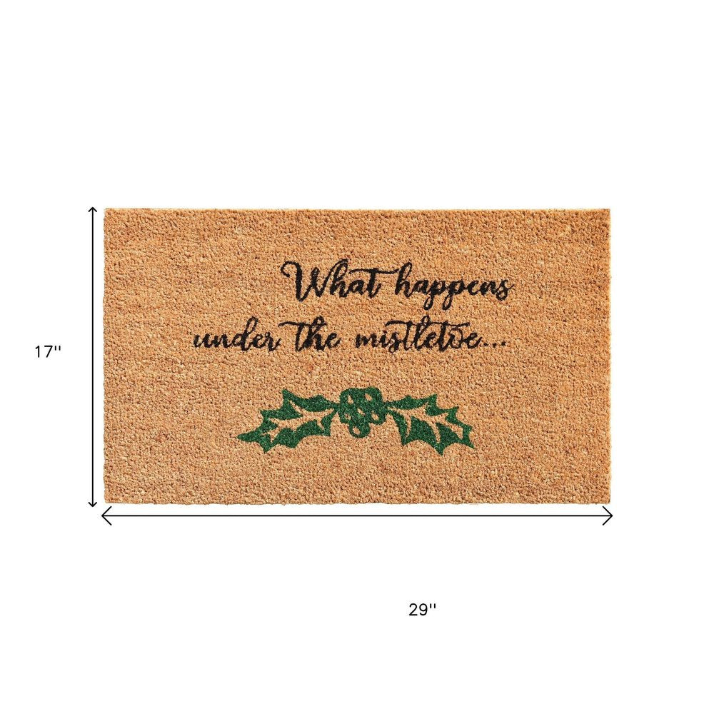 17" X 29" Brown Black And Green Christmas Outdoor Coir Door Mat HomeRoots