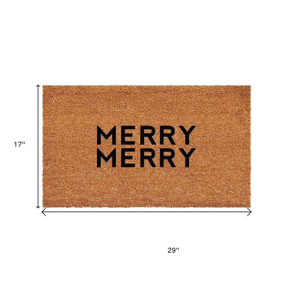 17" X 29" Brown And Black Christmas Outdoor Coir Door Mat HomeRoots