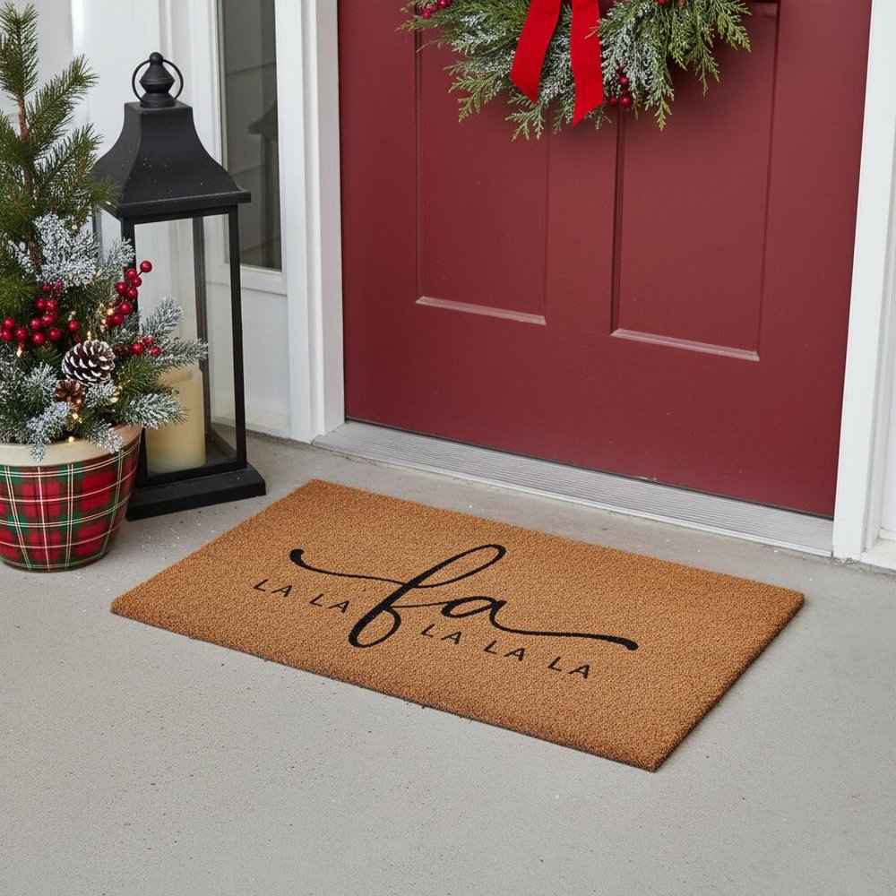 24" X 36" Brown And Black Christmas Outdoor Coir Door Mat HomeRoots