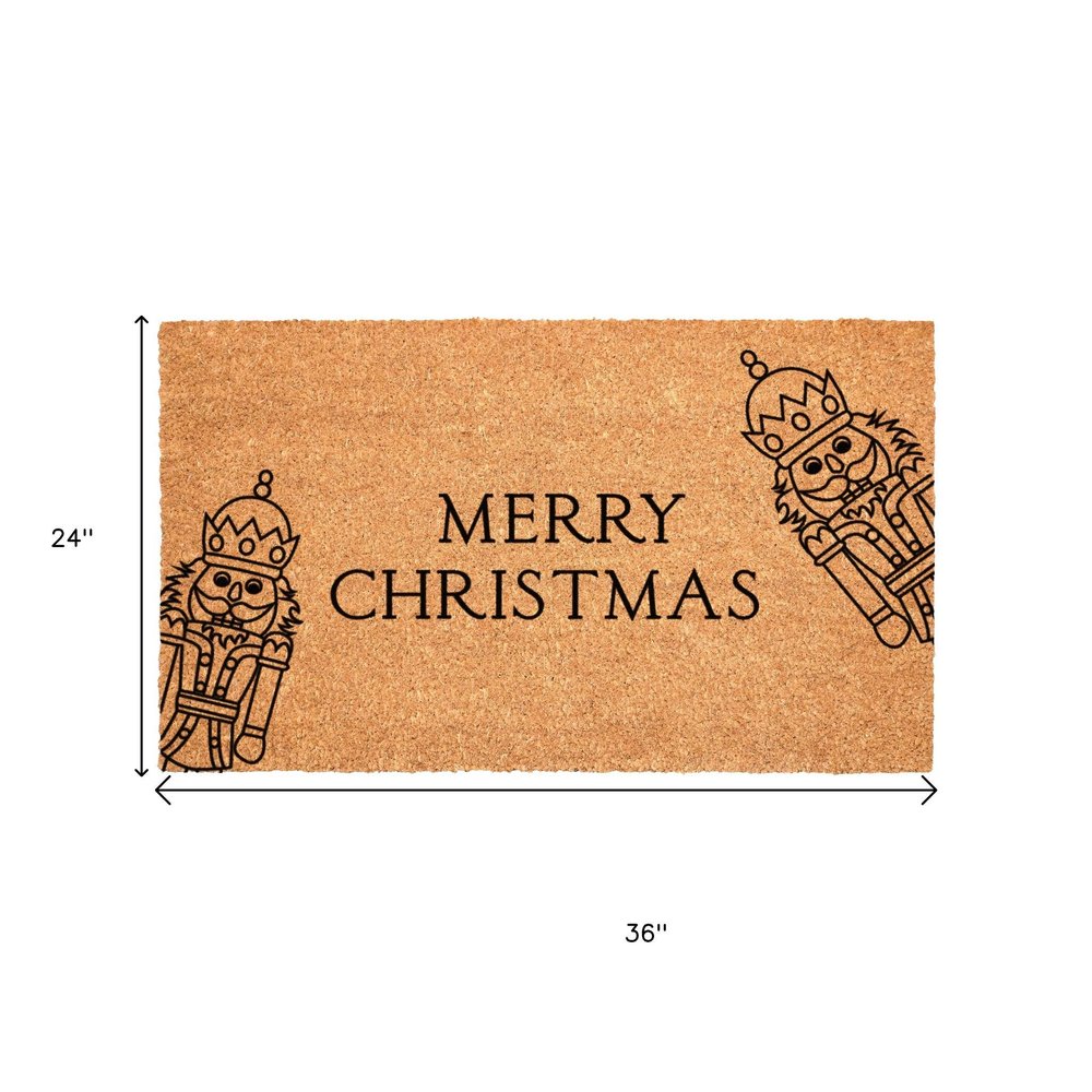 17" X 29" Brown And Black Merry Christmas Outdoor Coir Door Mat HomeRoots