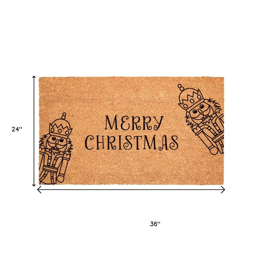 17" X 29" Brown And Black Christmas Merry Christmas Outdoor Coir Door Mat HomeRoots
