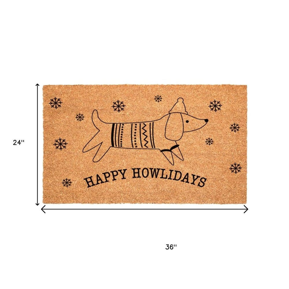 17" X 29" Brown And Black Christmas Dog Outdoor Coir Door Mat HomeRoots