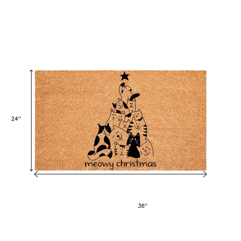 17" X 29" Brown And Black Christmas Outdoor Coir Door Mat HomeRoots