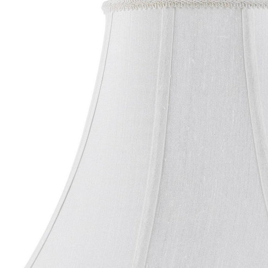 White Linen Piped Bell Lamp Shade HomeRoots