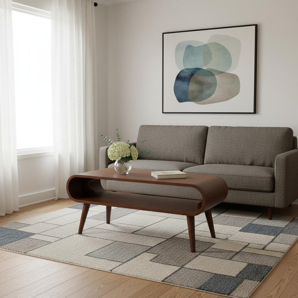 32" Chestnut Solid Wood Coffee Table With Shelf HomeRoots