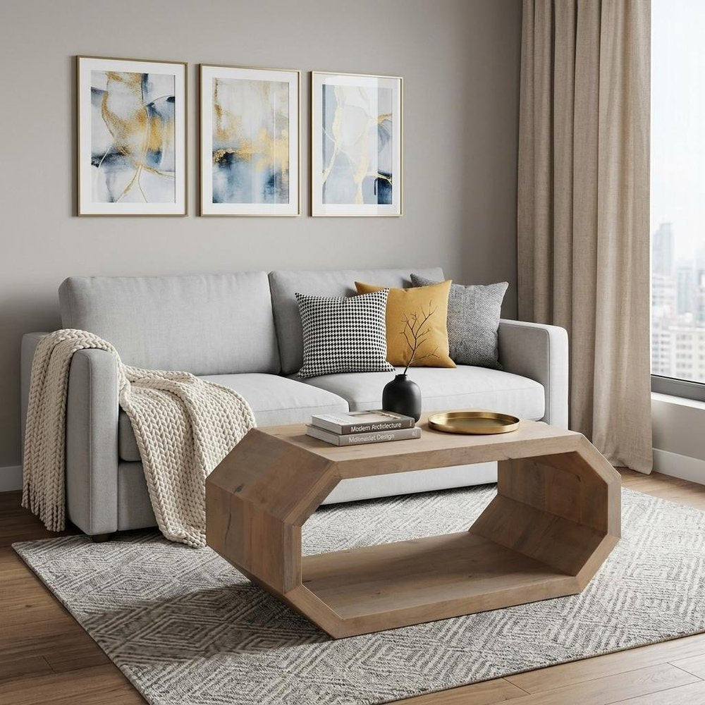39" Natural Solid Wood Floor Shelf Coffee Table HomeRoots