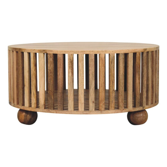 32" Oak Solid Wood Round Coffee Table