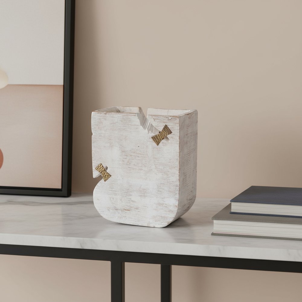 White Wood Pot Planter HomeRoots