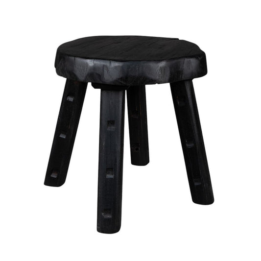 19" Matte Ebony Distressed Reclaimed Wood Round End Table