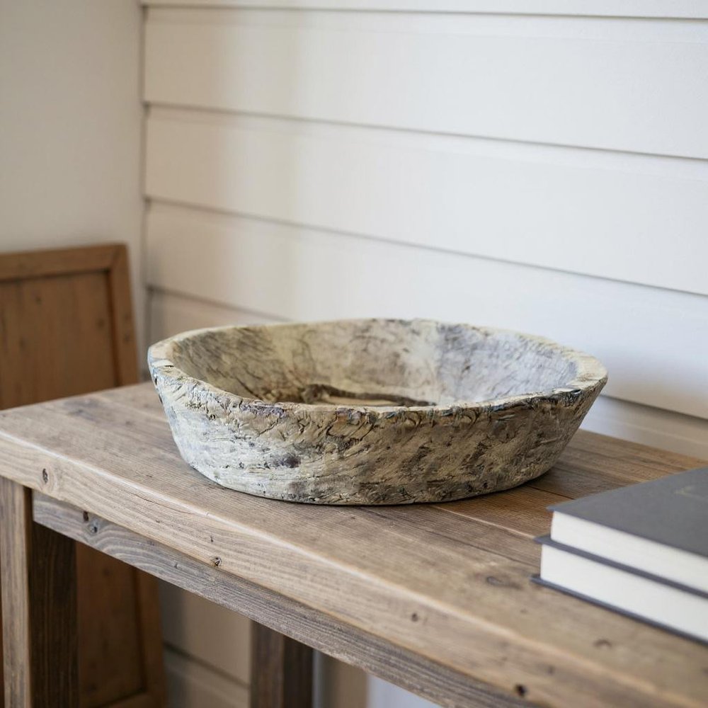 5" Beige Wood Decorative Bowl HomeRoots