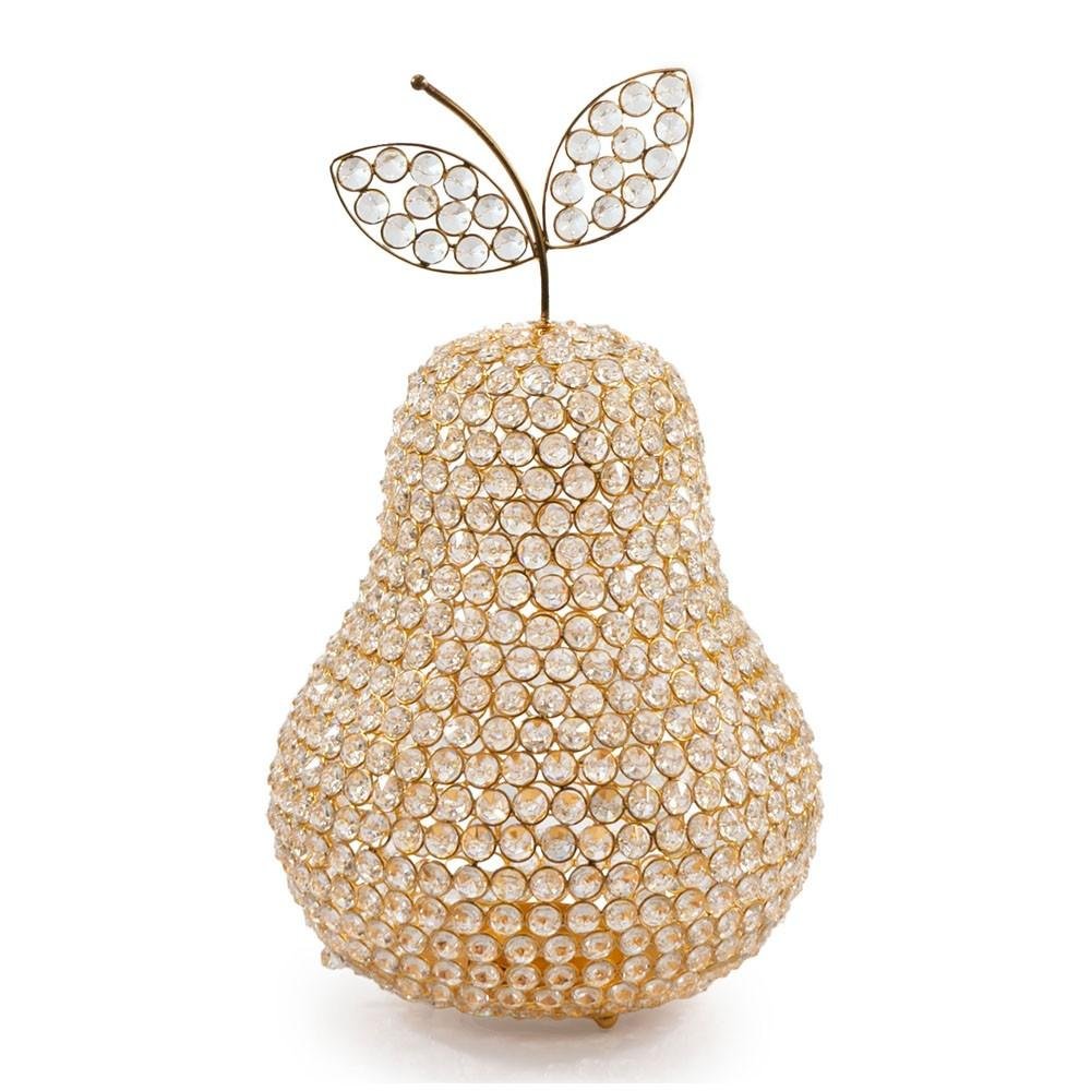 18" Gold Aluminum And Faux Crystal Decorative Pear HomeRoots