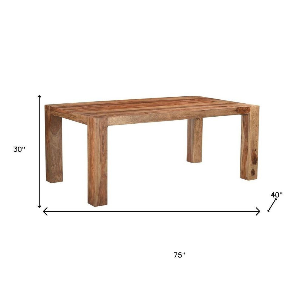 Seven Piece Brown Solid Wood Dining Set with Six Chairs and One Bench HomeRoots