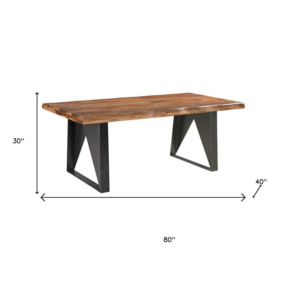 Seven Piece Brown and Black Solid Wood Dining Set with Six Chairs and One Bench HomeRoots