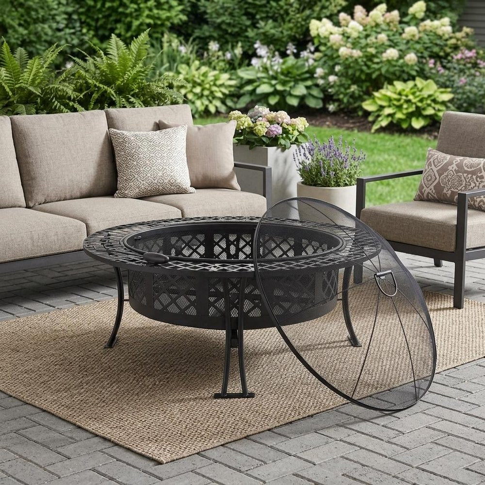 40" Black Steel Wood Burning Round Fire Pit HomeRoots