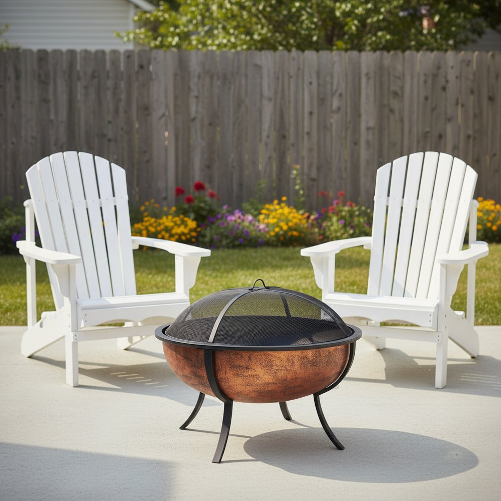 32" Copper Steel Wood Burning Round Fire pit HomeRoots