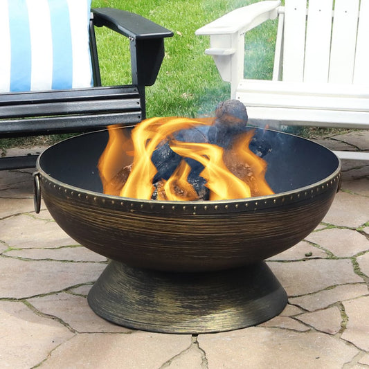 30" Bronze Steel Wood Burning Round Fire Pit HomeRoots