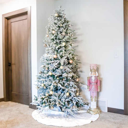 7' Slender Flocked Pine Christmas Tree HomeRoots