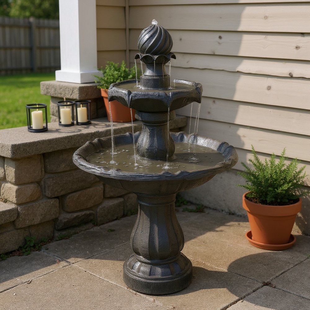 35" Black Heavy Duty Plastic Garden Art HomeRoots