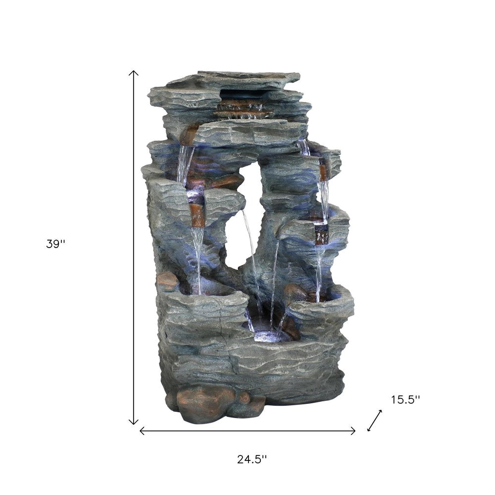 39" Gray Polyresin LED lights Garden Art HomeRoots