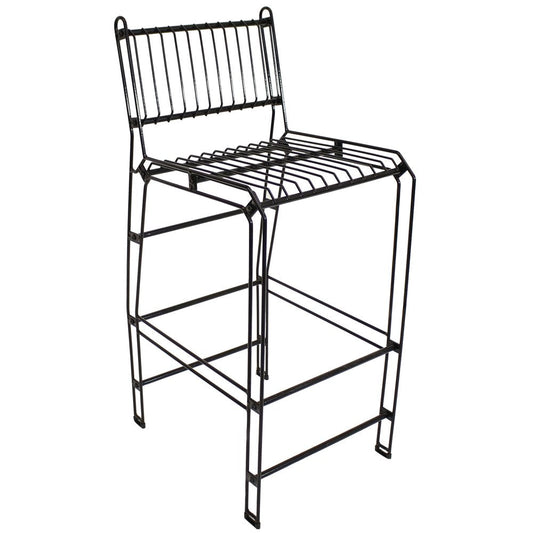 29" Black Steel Outdoor Bar Height Chair