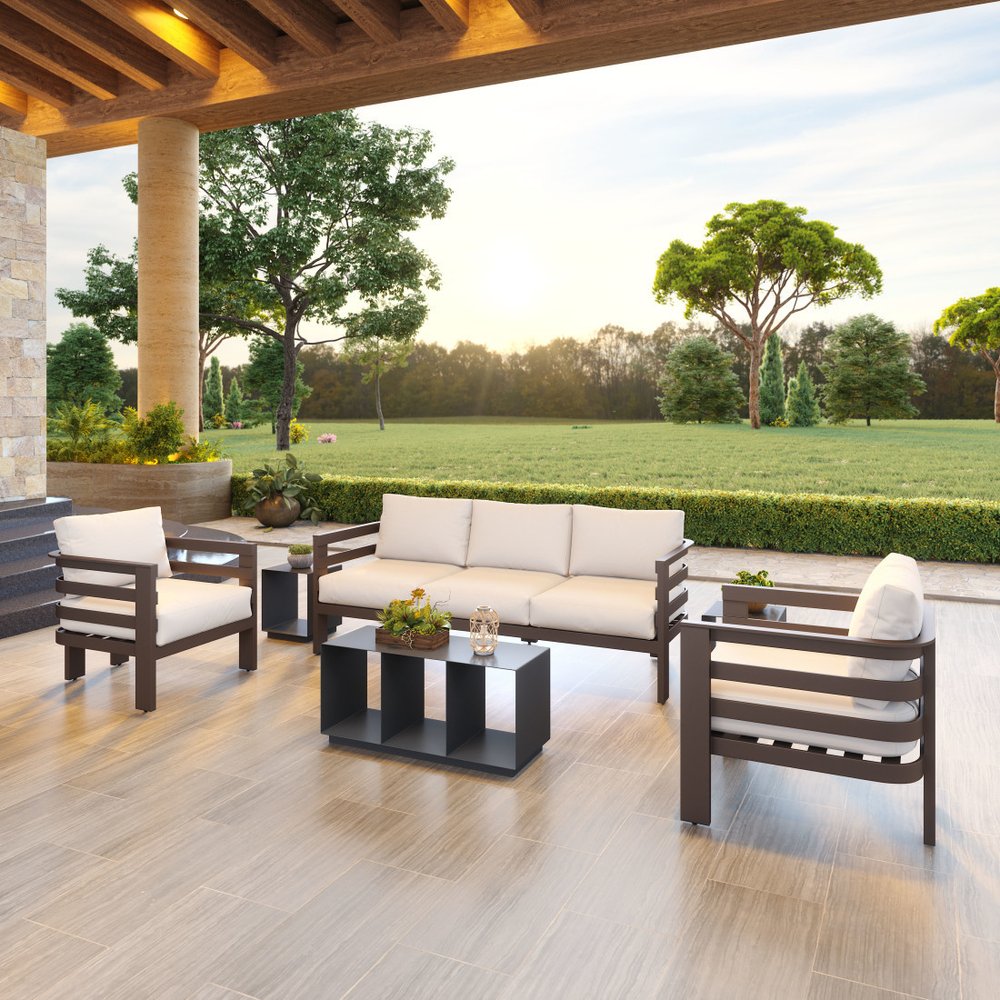 36" Charcoal Aluminum Outdoor Coffee Table HomeRoots