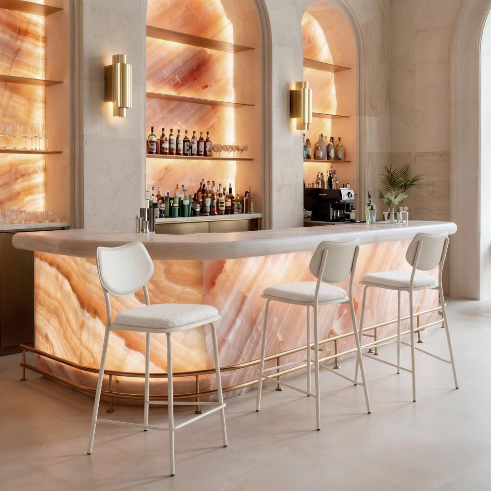 Set of Four 26" Light Gray Fabric Faux Leather and Steel Counter Height Bar Chairs HomeRoots