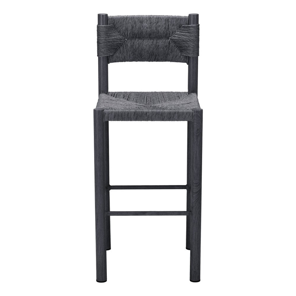Set of Two 30" Black Rattan And Aluminum Low Back Bar Height Bar Chairs HomeRoots