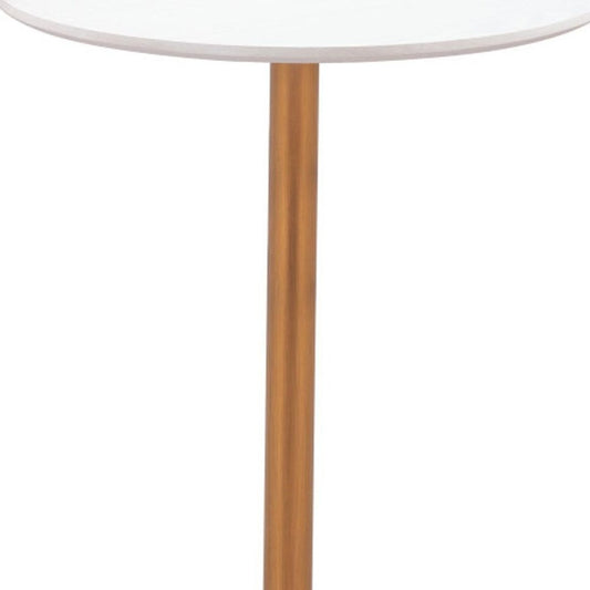 24" White and Gold Wood and Steel Rounded Bar Table HomeRoots