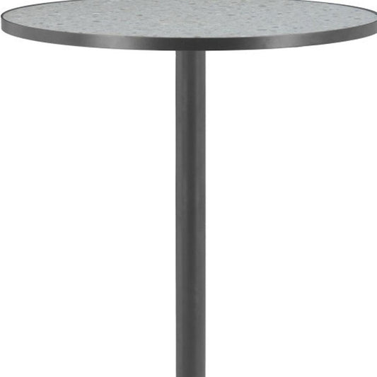 24" Gray and Black Faux Terrazzo and Steel Rounded Bar Table HomeRoots