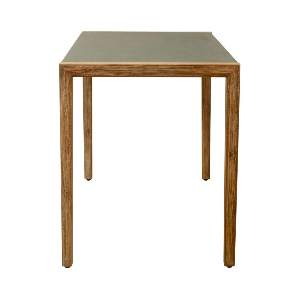 56" Gray And Natural Faux Concrete And Solid Wood Outdoor Bar Table HomeRoots