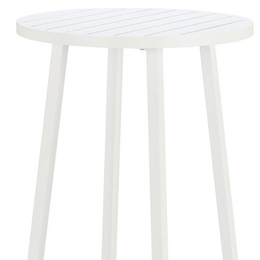 24" White Aluminum Slat Rounded Outdoor Bar Table HomeRoots