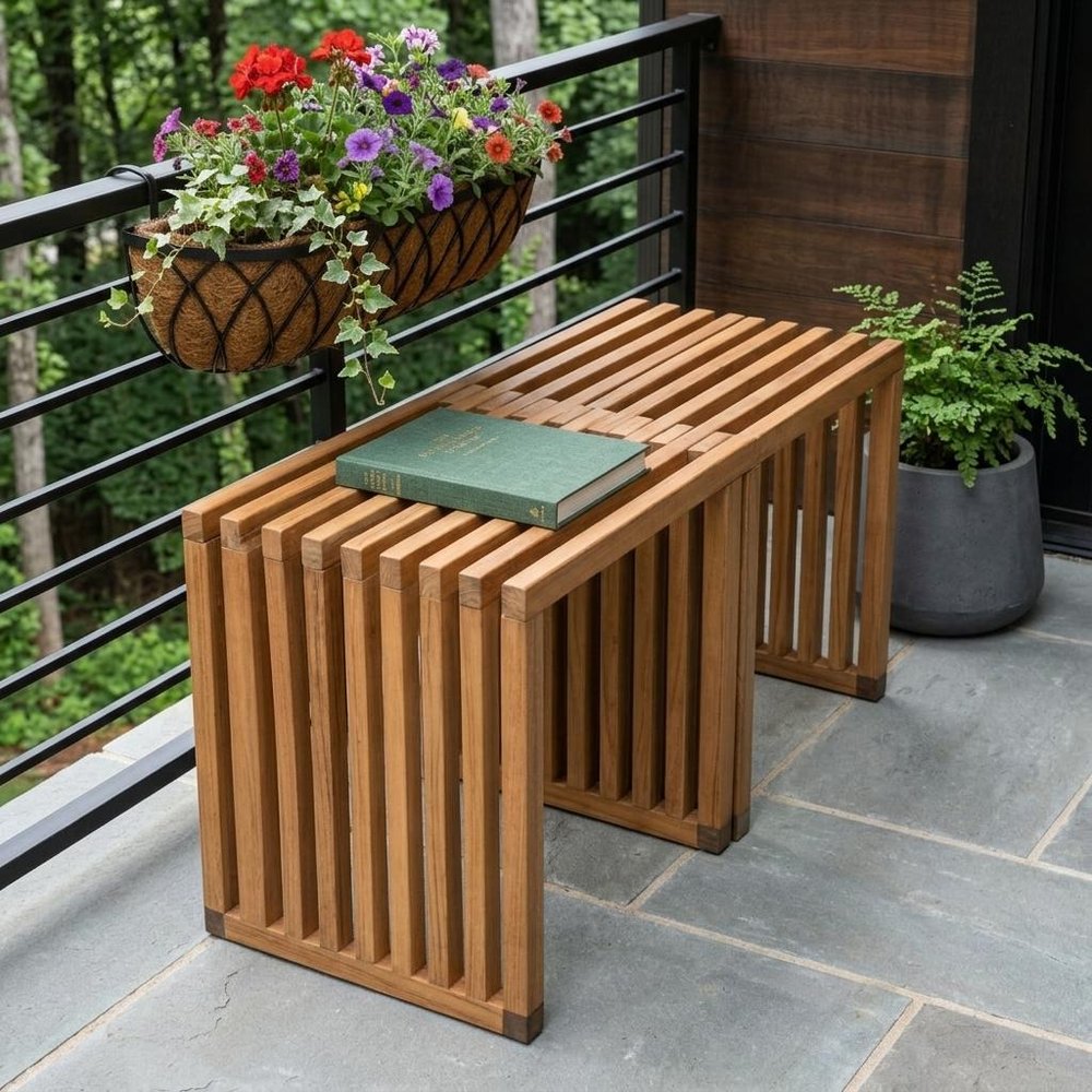 27" Natural Solid Wood Extendable Indoor Outdoor Bench HomeRoots
