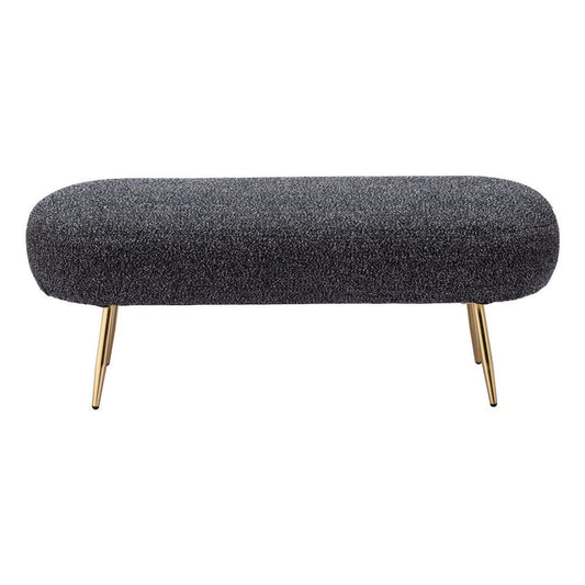 48" Black And Gold Velvet And Steel Upholstered Bench