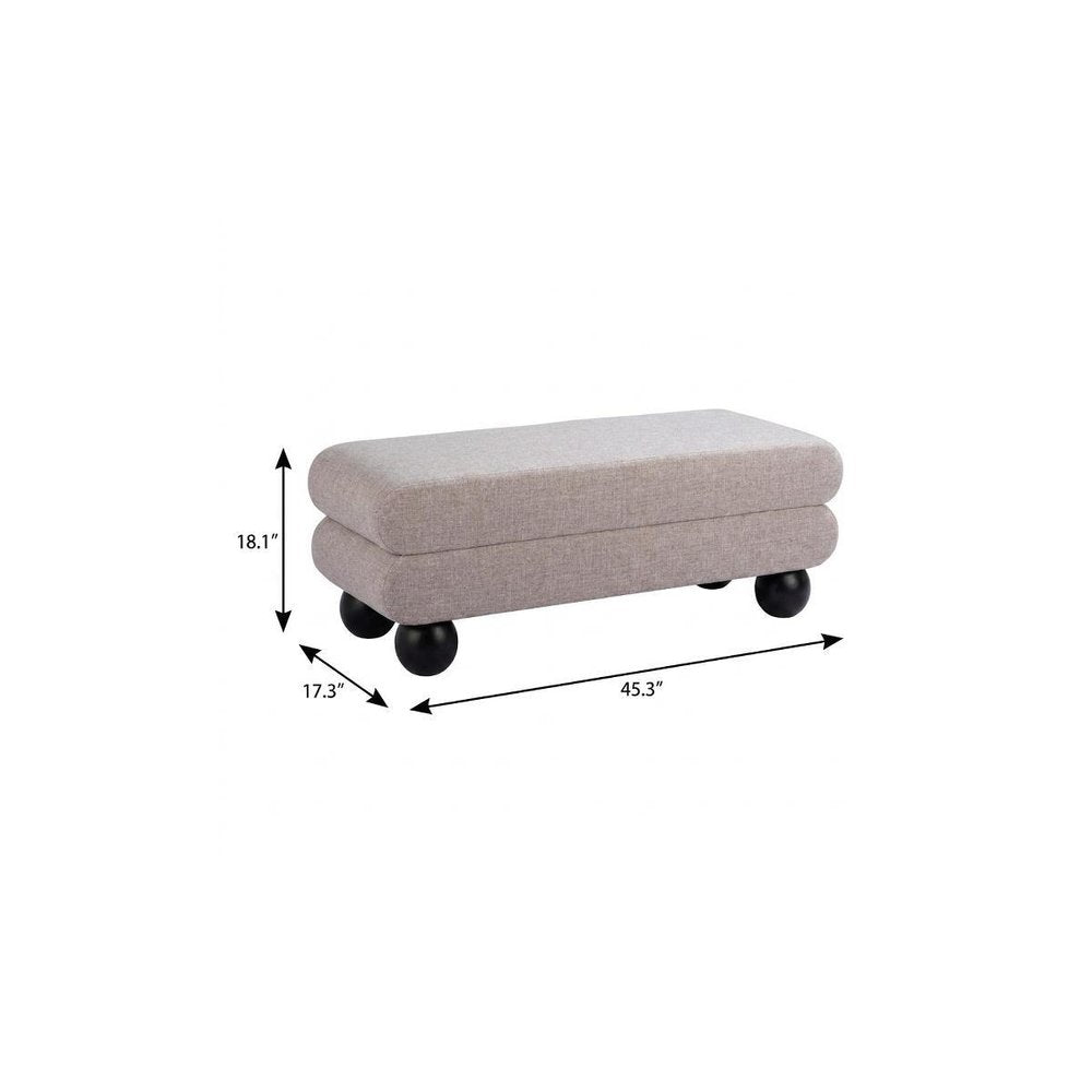 45" Gray And Black Fabric And Solid Wood Upholstered Bench HomeRoots