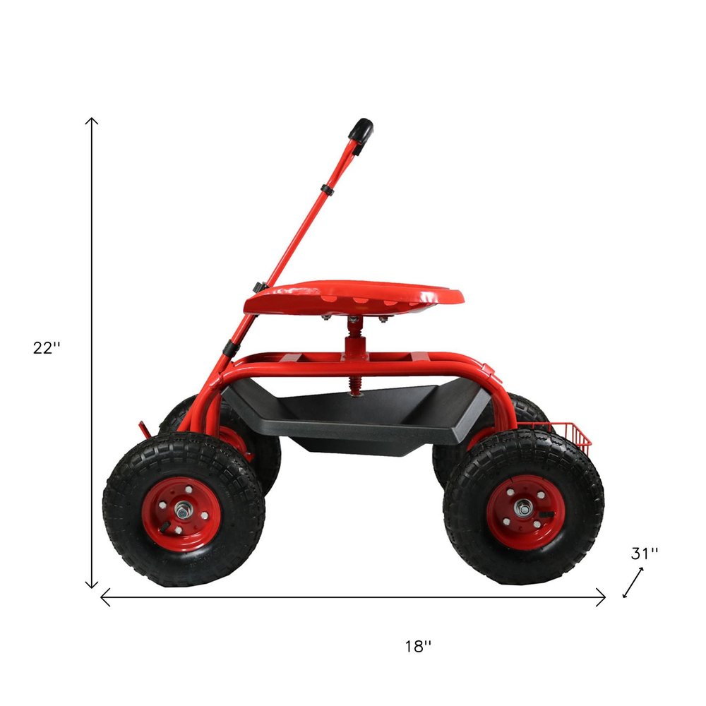 22" Red Steel Garden Stool HomeRoots