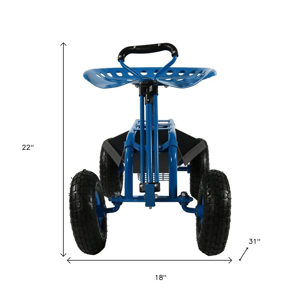 22" Blue Steel Garden Stool HomeRoots