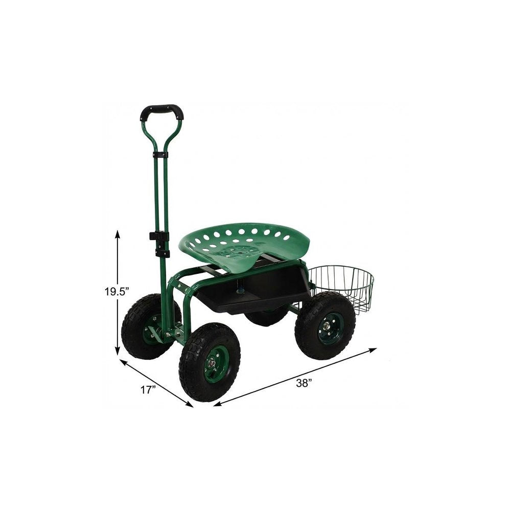 20" Green Steel Garden Stool HomeRoots