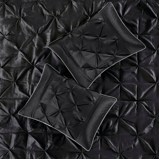 Set of Seven Black King Ring Stitch Polyester Sham And Comforter HomeRoots