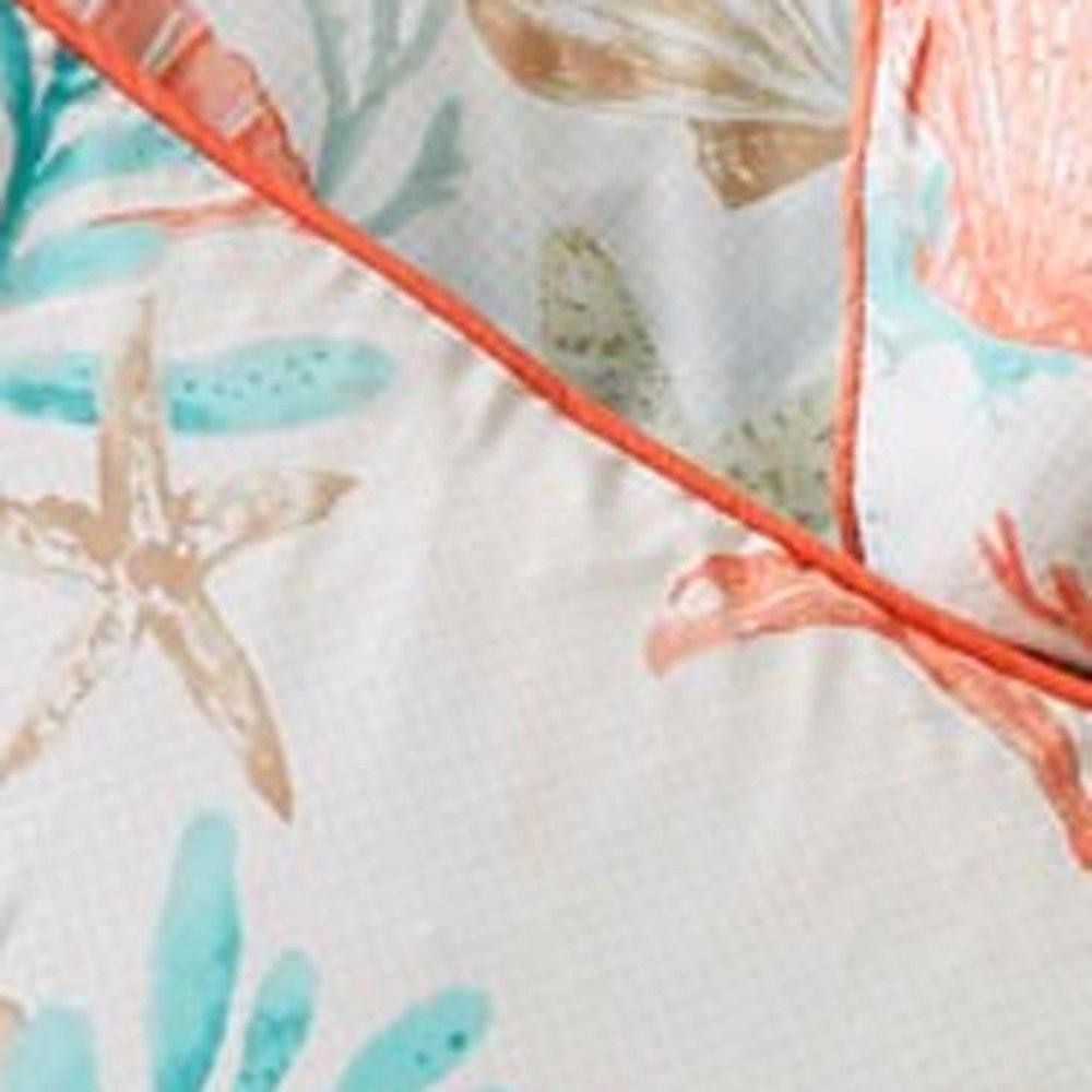 Set of Seven Aqua And Coral King Ring Stitch Sham And Comforter HomeRoots